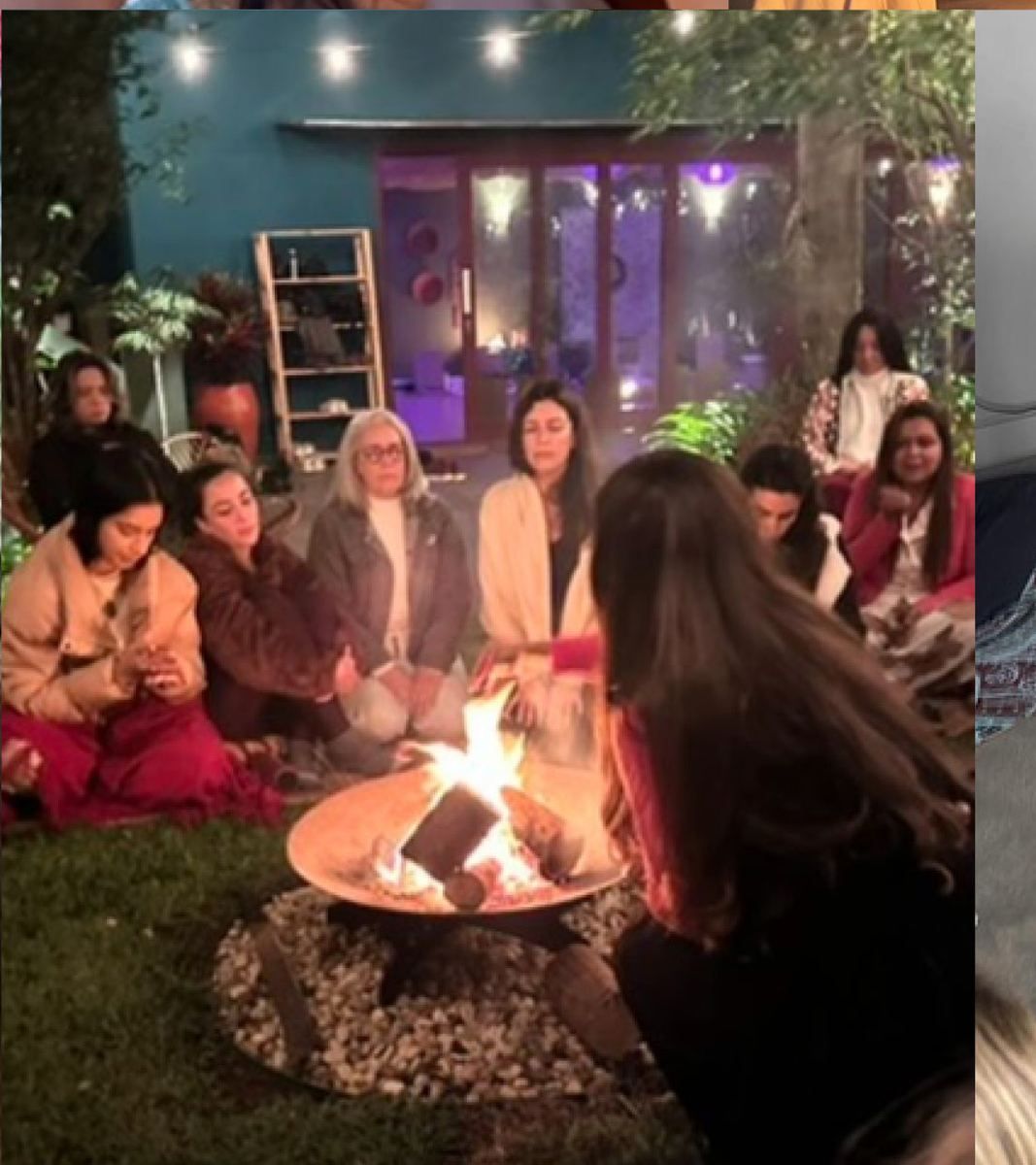 A circle around a fire at night